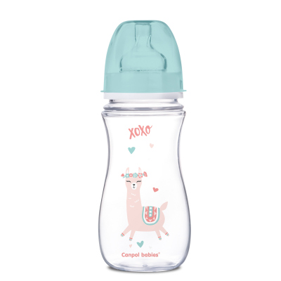 Canpol babies Antikoliková fľaša so širokým hrdlom EasyStart 300 ml PP EXOTIC ANIMALS zelená