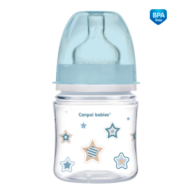 Canpol babies Antikoliková fľaša so širokým hrdlom EasyStart 120 ml PP NEWBORN BABY modrá