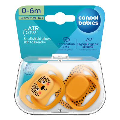 Canpol babies  Set symetrických silikónových cumlíkov BabiesBoo 0-6m 2ks oranžový