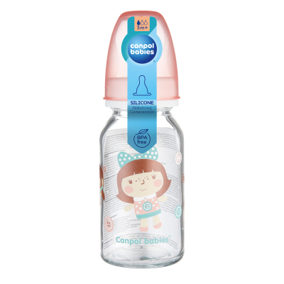 Canpol babies Lahev skleněná s úzkým hrdlem TOYS 120ml