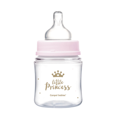 Canpol babies Lahev se širokým hrdlem ROYAL BABY 120ml růžová