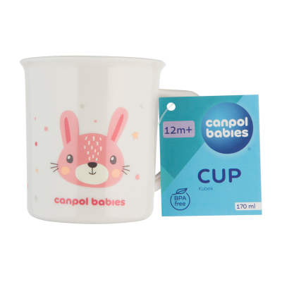 Canpol babies Plastový hrnček CUTE ANIMALS 170ml zajac