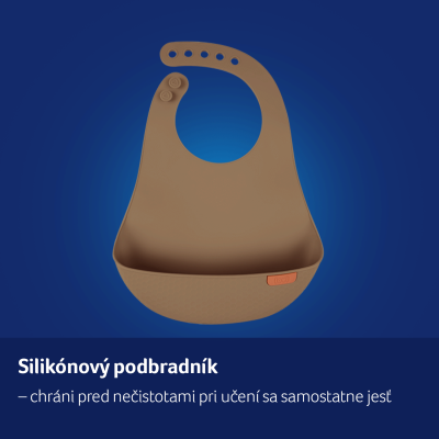 LOVI Silikónový podbradník s vreckom Granola