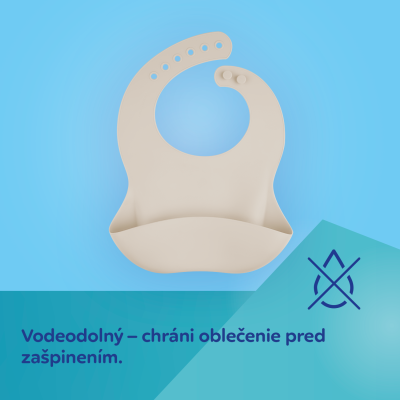 Canpol babies Silikónový podbradník s vreckom MOUNTAINS krémový