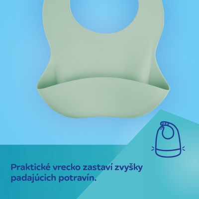 Canpol babies Silikónový podbradník s vreckom MOUNTAINS krémový