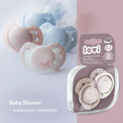 LOVI Silikonový dynamický dudlík BABY SHOWER 0-2m 2ks kluk