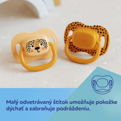 Canpol babies  Set symetrických silikónových cumlíkov BabiesBoo 0-6m 2ks oranžový