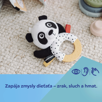 Canpol babies Senzorická hračka PANDA s hryzačkou a hrkálkou BabiesBoo