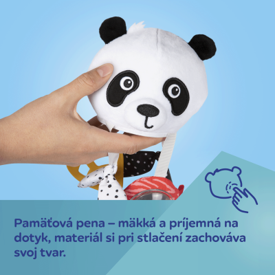 Canpol babies Senzorická závesná cestovná hračka PANDA s klipom BabiesBoo