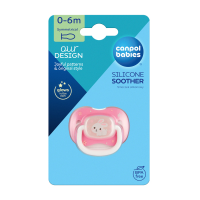 Canpol babies Silikónový cumlík s ortodontickou špičkou 0-6m BUNNY&COMPANY ružový