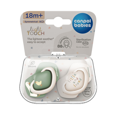 Canpol babies Cumlík Silikónový symetrický Light touch GOOSE 18m+ 2ks