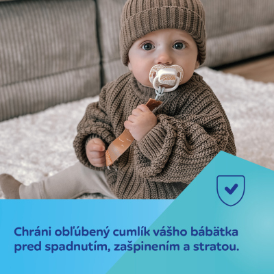 Canpol babies Stuha na cumlík s klipom MOUNTAINS žltá