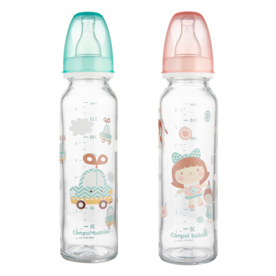 Canpol babies Lahev skleněná s úzkým hrdlem TOYS 240ml