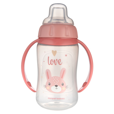 Canpol babies Hrnček tréningový CUTE ANIMALS so silikónovým náustkom 320ml zajac