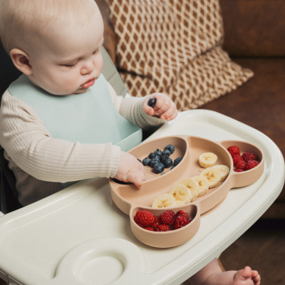 Canpol babies Silikonový dělený talíř s přísavkou MEDVÍDEK růžový