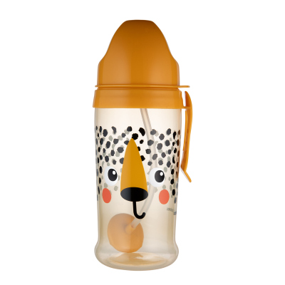 Canpol babies Fľaša nevylievacia športová so slamkou a závažím BabiesBoo 350ml gepard