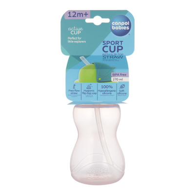 Láhev sportovní se slámkou malá 270 ml růžová