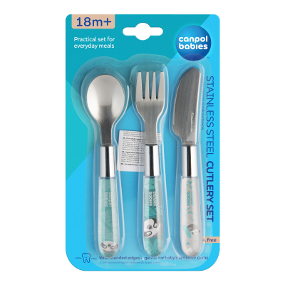 Kovový příbor 3 ks modrý