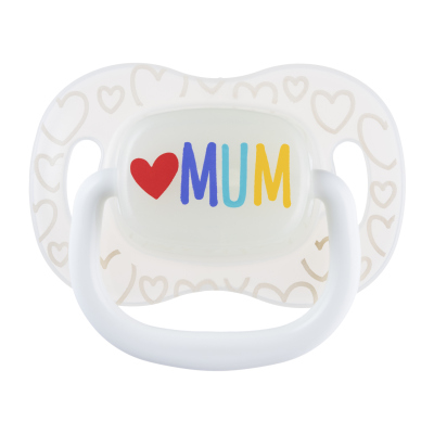 Canpol babies Cumlík svietiaci  silikónový symetrický LOVE MUM&DAD 6-18m 2ks