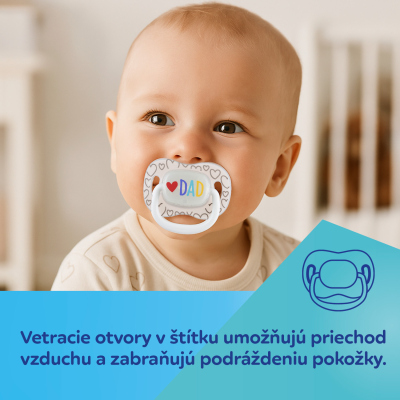 Canpol babies Cumlík svietiaci  silikónový symetrický LOVE MUM&DAD 6-18m 2ks