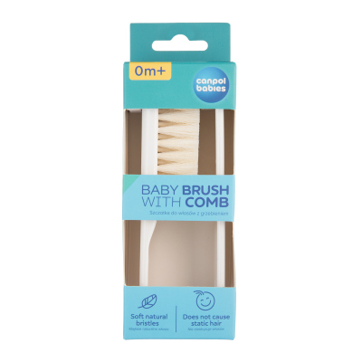 Canpol babies Detská kefa a hrebeň s jemnými prírodnými štetinami biely