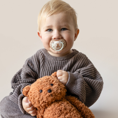 LOVI Cumlík svietiaci silikónový dynamický TEDDY LOVE  0-6m 2ks