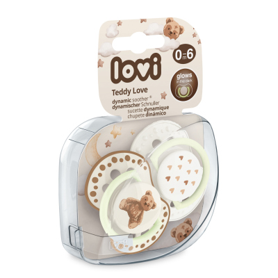 LOVI Cumlík svietiaci silikónový dynamický TEDDY LOVE  0-6m 2ks