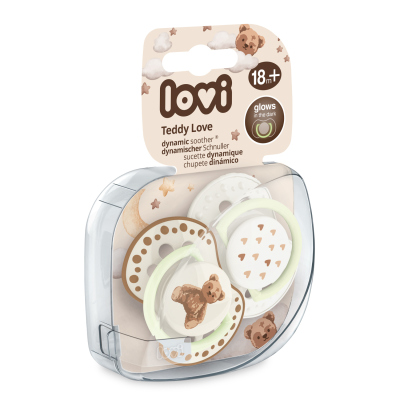 LOVI Cumlík svietiaci silikónový dynamický TEDDY LOVE  18m+ 2ks