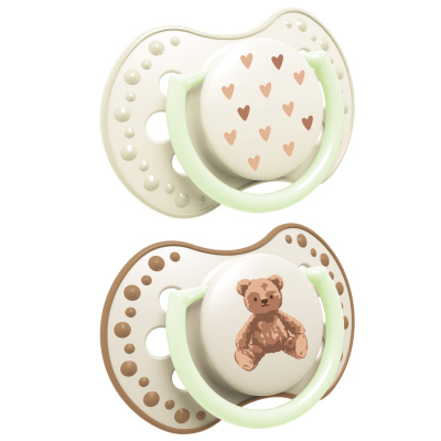 LOVI Cumlík svietiaci silikónový dynamický TEDDY LOVE  6-18m 2ks