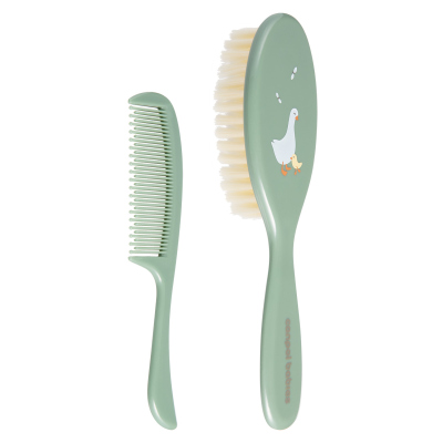 Canpol babies Jemná detská kefa a hrebeň GOOSE zelená