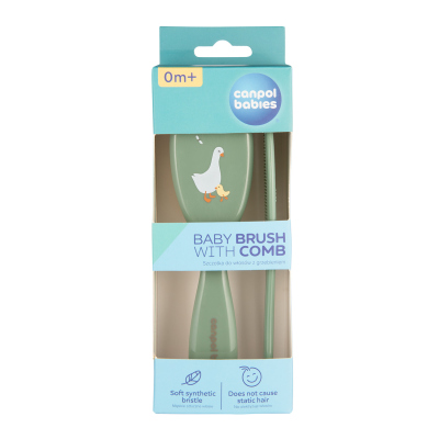 Canpol babies Jemná detská kefa a hrebeň GOOSE zelená