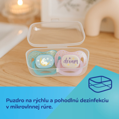 Canpol babies Cumlík svietiaci  silikónový symetrický NIGHTGLOW 18m+ 2ks dievča