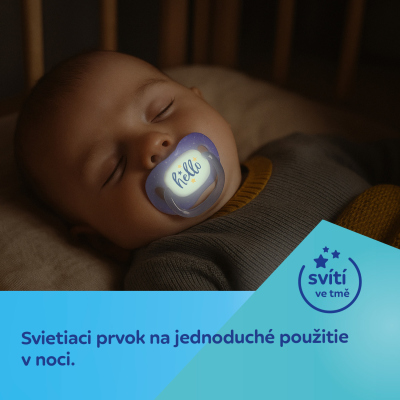 Canpol babies Cumlík svietiaci  silikónový symetrický NIGHTGLOW 18m+ 2ks chlapec