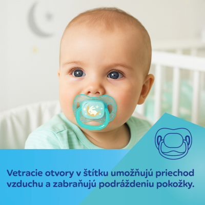 Canpol babies Cumlík svietiaci  silikónový symetrický NIGHTGLOW 6-18m 2ks dievča