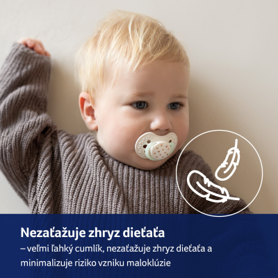 LOVI Cumlík svietiaci silikónový dynamický TEDDY LOVE  6-18m 2ks