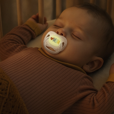 Canpol babies Cumlík svietiaci  silikónový symetrický LOVE MUM&DAD 0-6m 2ks